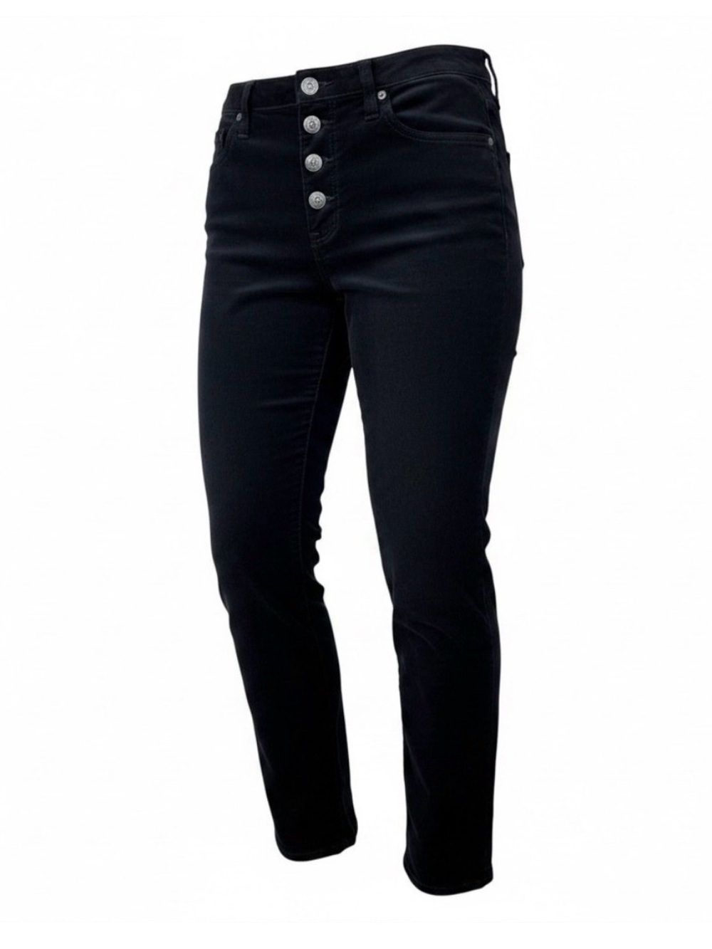 Ag Adriano Goldschmied High-Rise Black Button-Fly Slim Jeans